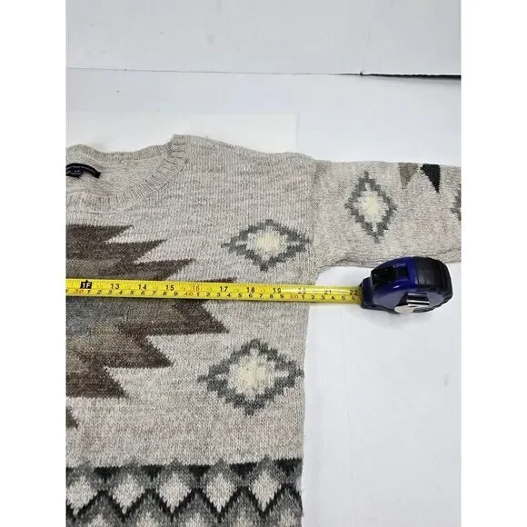American Eagle Outfitters Sweater S/P Earthy Aztec Boho Retro Hippy Pullover - Picture 6 of 7
